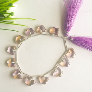 Ametrine Smooth Butterfly Shape Beads, 9x11mm, 10 Pieces, Natural Gemstone Beads for Jewelry Making, Beadsforyourjewellery