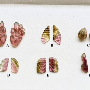 Zeldzaam! Natuurlijke toermalijn snijwerk, watermeloen toermalijn edelsteen snijwerk, handgesneden toermalijn voor het maken van sieraden, natuurlijke toermalijn set11