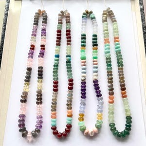 Natural Mix gemstones smooth rondelle beads, rondelle beads for necklace making, Natural gemstones, Gemstone beads, smooth rondelle beads