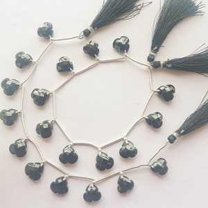 Black Spinel Flower shape Faceted Beads, 8 Inch String, Natural Gemstone, 10 Pieces, 11x11mm, Beadsforyourjewelry