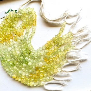 Prehnite 3D Pyramid Shape Faceted Briolette Beads, Center Drill, Natural Prehnite Gemstone, 8mm to 9mm, 30 Pieces String