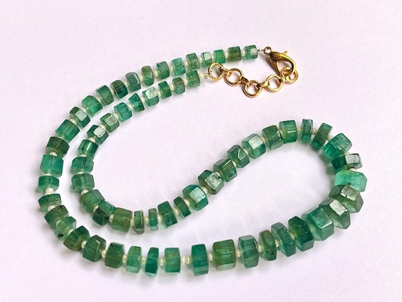 Natural Zambian Emerald fancy shape beaded Necklace, Emerald Beads for Necklace and Jewelry making, Natural Emerald gemstone, Emerald Beads