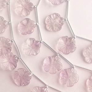 10 Pieces Pink Amethyst Flower Carving Beads, Natural Amethyst Gemstone, Amethyst carving beads, Amethyst flower carving Beads, 15x15mm