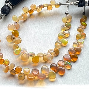 2 cuerdas 35 piezas Briolette en forma de pera de ópalo etíope, piedra preciosa de ópalo etíope natural, Briolette de ópalo, Lágrimas de ópalo, 4 pulgadas, 4x6 mm
