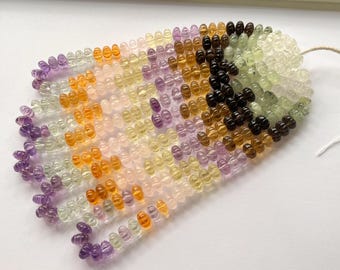Mix Natural gemstone spiral carved rondelle beads, Mix gemstone beads for jewelry making, gemstone carved beads, 10mm, 14 inch