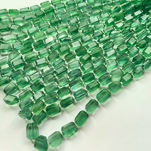Natural Green Fluorite Uneven Faceted Tumble Shape Beads, Natural Fluorite gemstone beads for jewelry making, Fluorite beads, 16 Inch
