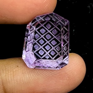 Fabulous Handcarved Amethyst Fantasy cut reverse carving, Amethyst Carving, 14.40 Carats, 14x20x7mm, Natural Amethyst, Amethyst Gemstone