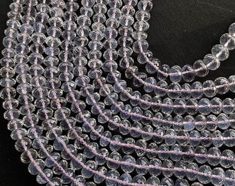 16 Inch Scorolite Lavender Quartz Faceted Rondelle Beads, Lavender Quartz Rondelle Beads, Lavender Quartz Beads, Scorolite Rondelle Beads