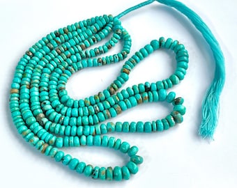 Natural Arizona Turquoise Smooth Rondelle Beads, Natural Turquoise Beads, Natural Turquoise Gemstone, Turquoise Rondelle beads