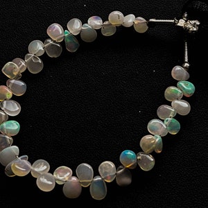 35 Pieces Ethiopian Opal Pear Shape Briolette, Natural Ethiopian Opal Gemstone, Opal Briolette, Opal Teardrops, 4 Inch, 3x4mm to 4x5mm