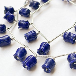 12 Pieces Lapis Lazuli flower carving Lily of the valley shape beads, Natural Lapis Lazuli Gemstone, Lapis Lazuli carving Beads