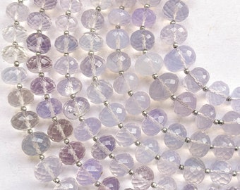 7.50 Inch Scorolite Lavender Quartz Faceted Rondelle Beads, Lavender Quartz Rondelle Beads, Lavender Quartz Beads, Scorolite Rondelle Beads