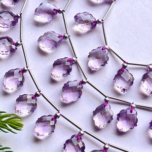 Natural Pink Amethyst Flower Carving Briolette Beads, Natural Amethyst Gemstone, Amethyst Flower carving, Amethyst carving Beads