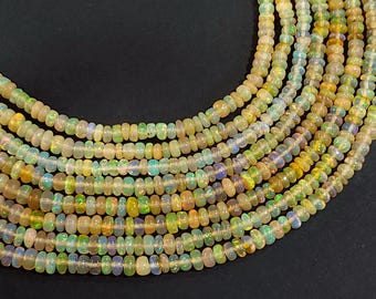 Ethiopian Opal Smooth Rondelle Beads, Natural Opal Rondelle Beads, Opal Smooth Beads, Welo Opal, Ethiopian Opal beads for Necklace making