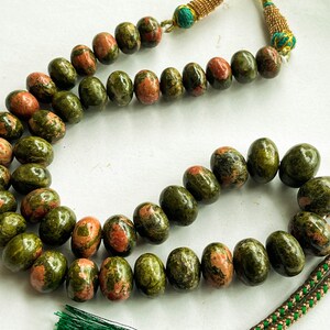 16 Inches AAA Unakite Rondelle Beads, Unakite Beads, Unakite Smooth Rondelle Beads, Natural Unakite Gemstone beads for jewelry, 11mm to 16mm