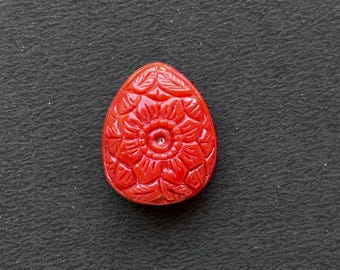 24,20 karaat, natuurlijk koraal, handgesneden edelsteenbeeldje voor het maken van sieraden, 20 x 24 mm