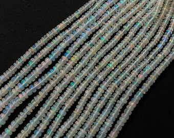 16 Inch Ethiopian Opal Smooth Rondelle Beads, Natural Opal Rondelle Beads, Opal Smooth Beads, Welo Opal Beds, Ethiopian Opal beads, 3mm-7mm