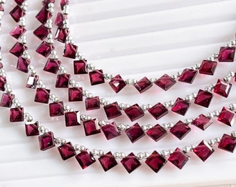 Forme de diamant ! Perles de pierre taillée grenat rhodolite, Rhodolite naturel, Perles de rhodolite, 5,5 mm, 30 pièces