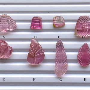 ¡Extraño! Talla de turmalina natural, talla de piedra preciosa de turmalina rosa, turmalina tallada a mano para la fabricación de joyas, conjunto de turmalina natural34