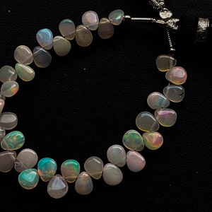 35 Pieces Ethiopian Opal Pear Shape Briolette, Natural Ethiopian Opal Gemstone, Opal Briolette, Opal Teardrops, 4 Inch, 4x5mm