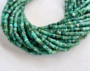 16 Inch Natural Emerald faceted Heishi Shape Beads, Emerald Gemstone Beads, Emerald Beads for jewelry making, Emerald Heishi, 12 Inch, 4mm