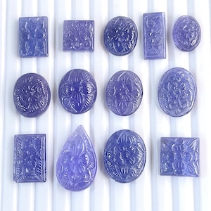 Natural Tanzanite Carving, Tanzanite Gemstone Carving, Handcarved Tanzanite for Jewelry Making, Natural Tanzanite Gems, December Birthstone