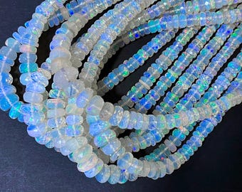 Cuentas redondas facetadas de ópalo etíope natural, de 5 mm a 9 mm y 40,6 cm (16 pulgadas), para la elaboración de joyas.