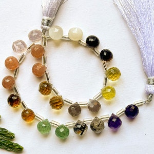 24 Pieces Natural Gemstone Faceted Onion Shape Drops, Matching Pairs, Natural Gemstone Drops, Faceted Onion Drops, 8x8mm, 9 Inch String