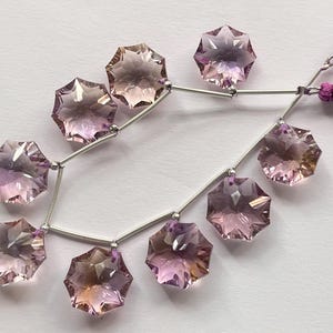 Natural Ametrine Rosette Concave Cut beads, Natural Ametrine Gemstone, Ametrine concave cut beads, Ametrine Beads, 9 Pieces, 15mm to 17mm