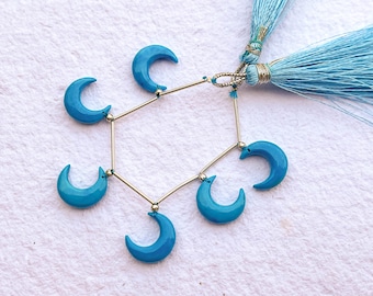 6 Pieces TURQUOISE Crescent Moon Shape Beads, Turquoise Briolette Beads, Turquoise Crescent Moon, Turquoise Beads, 15x15mm