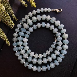 20 Inch Aquamarine Carved Melons, Aquamarine Carved Pumpkins Beads, Natural Aquamarine Gemstone, Aquamarine Carving Beads, 5mm to 10mm