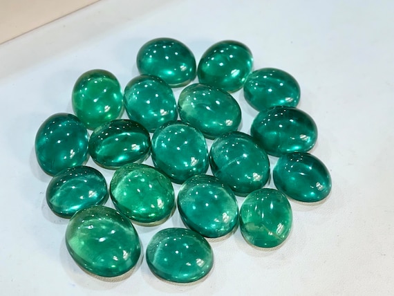 Natural AAA Intense Green Fluorite Gemstone Oval Cabochon, Clear High Transparency stone, Green Fluorite Loose Stone, Green Fluorite cabs