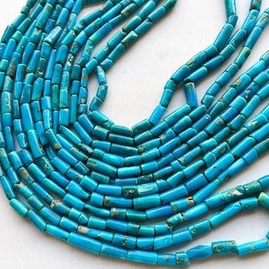 16 Inch Genuine Arizona Turquoise Smooth Tube Shape Beads, Turquoise Gemstone Beads, Arizona Turquoise Gemstone Beads, Turquoise Beads,