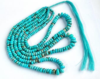 Natural Arizona Turquoise Smooth Rondelle Beads, Natural Turquoise Beads, Natural Turquoise Gemstone, Turquoise Rondelle beads