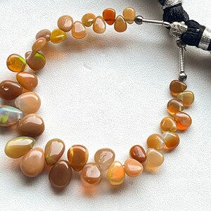 35 Pieces Ethiopian Opal Pear Shape Briolette, Natural Ethiopian Opal Gemstone, Opal Briolette, Opal Teardrops, 4 Inch, 4x5mm to 5x7mm