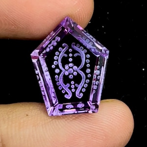 Fabulous Handcarved Amethyst Fantasy cut reverse carving, Amethyst Carving, 14.55 Carats, 14x20x7mm, Natural Amethyst, Amethyst Gemstone