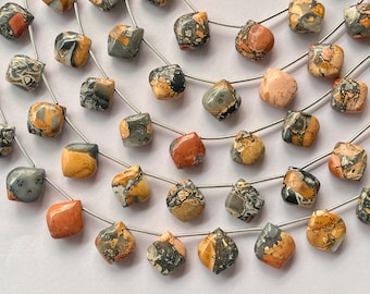Natural Maligano Jasper Slanted Shape Smooth Briolette Beads, Natural Maligano Jasper Gemstone, Maligano Jasper beads, 13x15mm, 10 Pieces