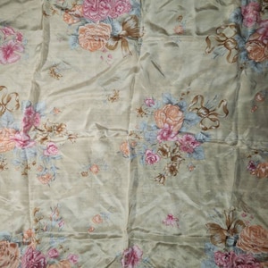 Adrienne Vittadini Pink Border with Roses Neck Scarf Made in Japan