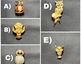 Vintage uilspelden en broches Verscheidenheid kostuumsieraden goud-/zilvertinten Trifari