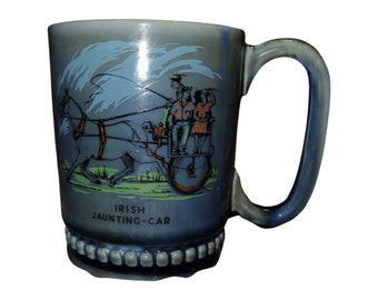 Tazza da caffè MCM Irish Wade in porcellana, modello Jaunting Car, blu, metà secolo