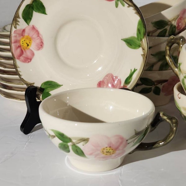 Franciscan Desert Rose Coffee Mug/ Tea Cup and Saucer Made In USA Tea Cup Pink Rose 1930/1950/1980s