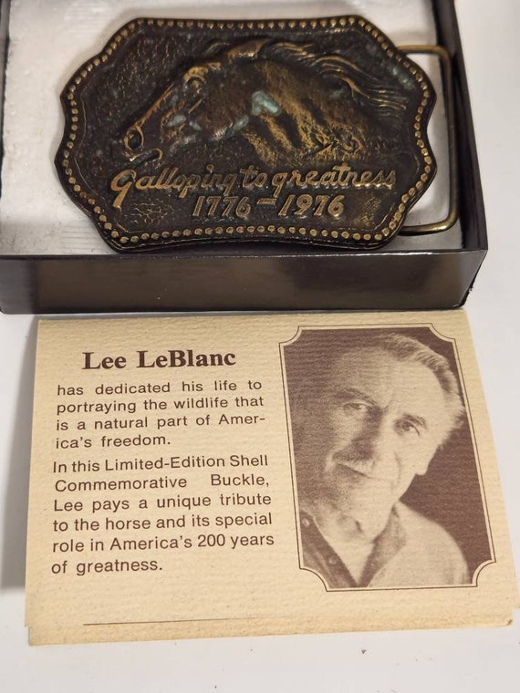 1776 1976 Lee LeBlanc Belt Buckle Shell Oil Bicent