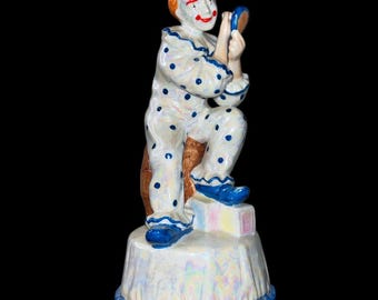 Arbeiten Vintage Aldon Rotierende irisierende Clown Figur Spieluhr