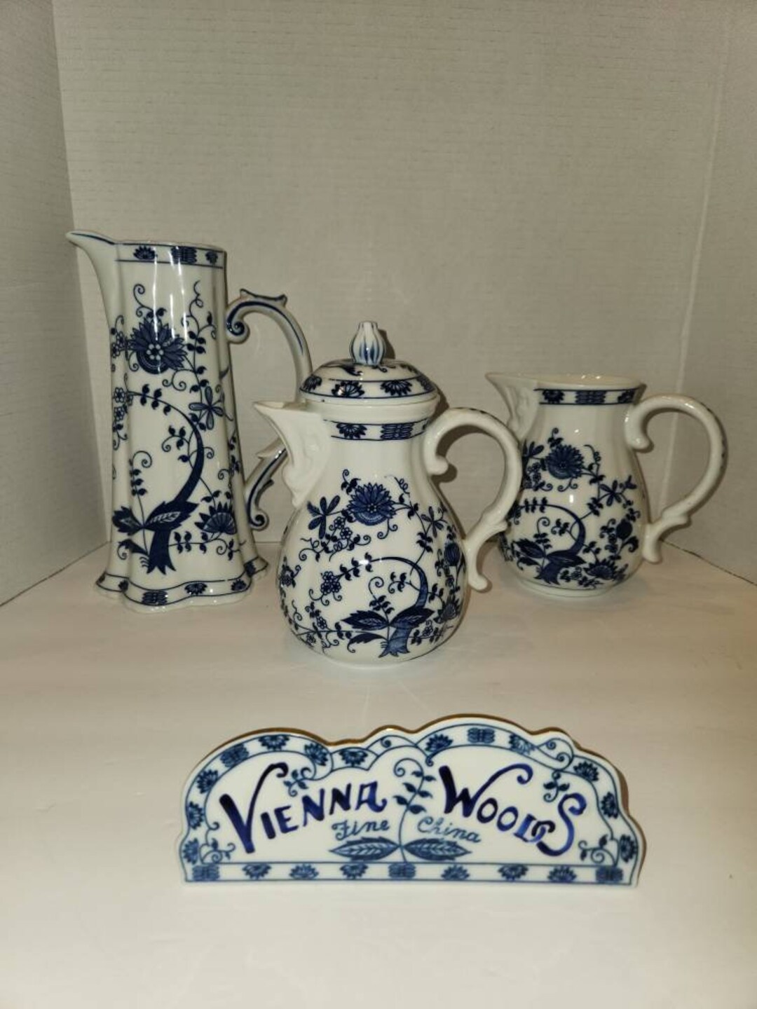 Vintage Vienna Woods Fine China Porcelain Delft Blue Windmill Pitcher