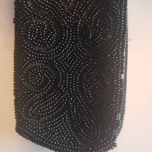 Vintage Clutch*Handtasche*Tasche mit Reißverschluss*schwarze Handtasche mit Perlenstickerei*handgefertigte Clutch mit Perlenstickerei*handgefertigte Clutch