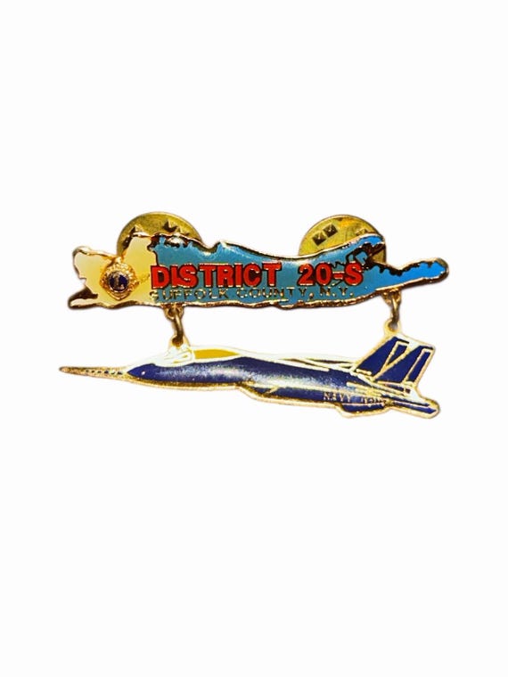 Collectible Vintage Enamel Jet Lapel Pin Naval District Suffolk County N.Y