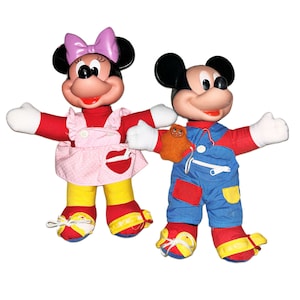 Vintage 1960s Disney Mattel Mickey & Minnie Mouse “Learn to Dress” Dolls