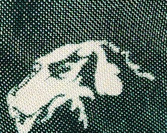 Vintage Dog Print Neck Scarf, Hunter Green and White (34x31.5)