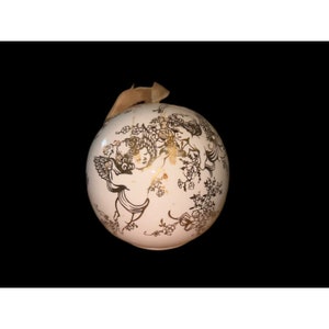 Vintage Ceramic Pomander Ball w/ Gold Angels Scentomander by Andre Richard