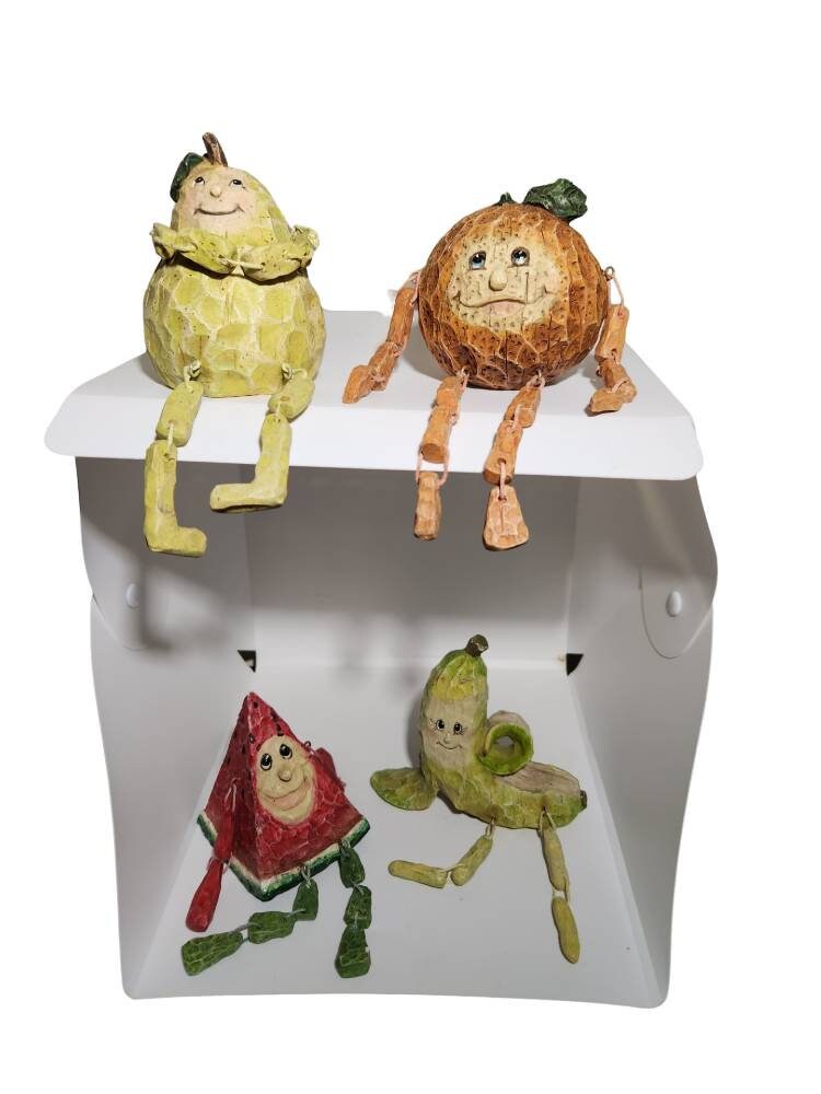 Four Anthropomorphic Fruit Sitters Orange Banana Watermelon Etsy